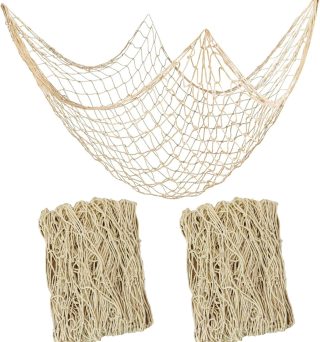 2 PCS Fish Net Decorations, 80 x 40 Inch, Ocean Themed Party Decor Beach, Nautical Wall Hanging Fishing Net for Coastal Bedroom, Bathroom, or Under The Sea Party Decorations