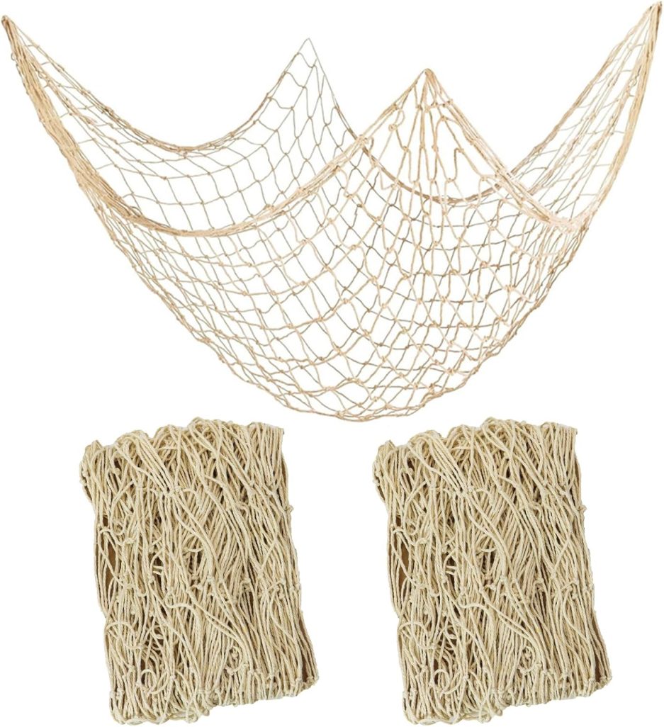 2 PCS Fish Net Decorations, 80 x 40 Inch, Ocean Themed Party Decor Beach, Nautical Wall Hanging Fishing Net for Coastal Bedroom, Bathroom, or Under The Sea Party Decorations