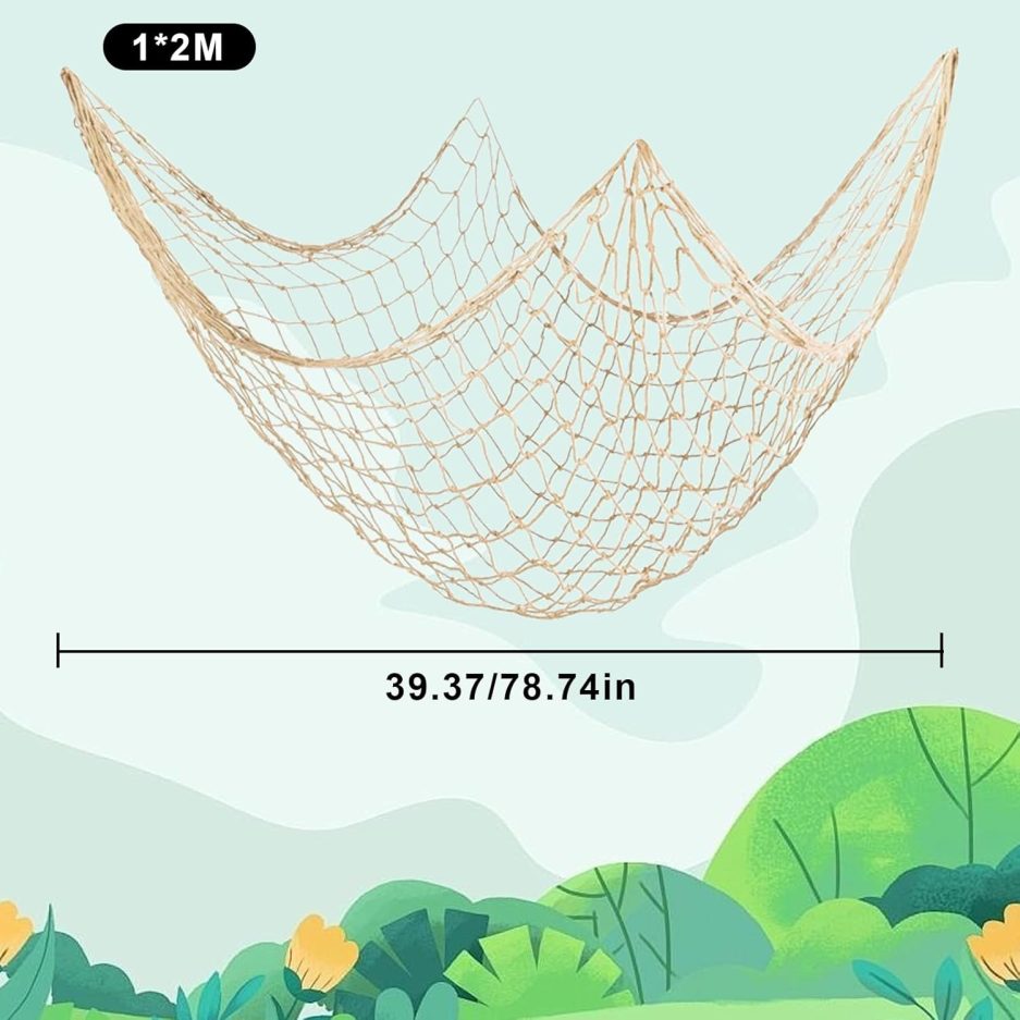 2 PCS Fish Net Decorations, 80 x 40 Inch, Ocean Themed Party Decor Beach, Nautical Wall Hanging Fishing Net for Coastal Bedroom, Bathroom, or Under The Sea Party Decorations - Image 2