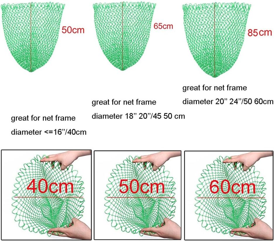Fishing Net Replacement Netting Fishing Landing Net Replacement Net for Freshwater Saltwater Fishing Green 6 Sizes - Image 6